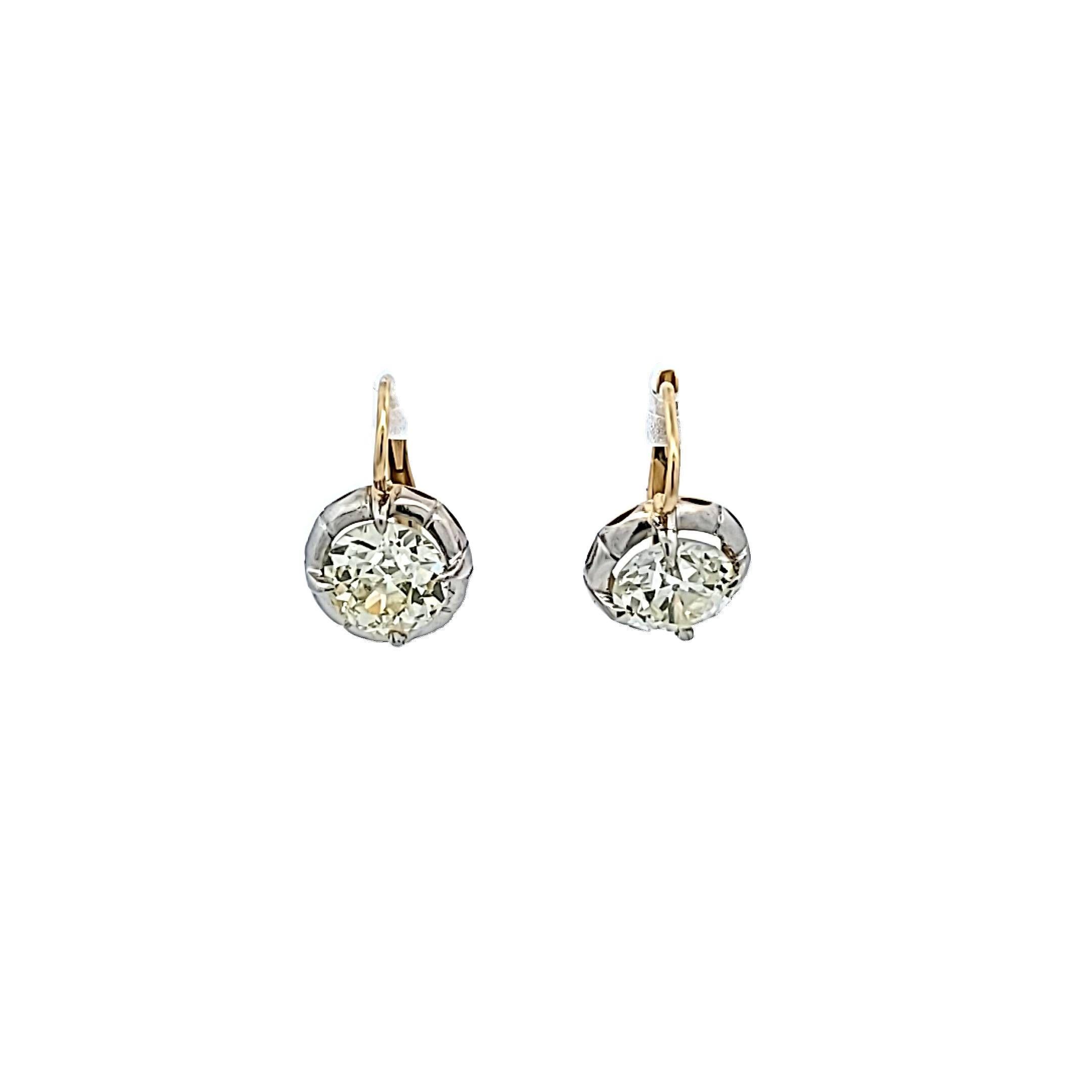 Diamante 3,32ct Old European Cut O SI2-VS1 Oro 18K e Argento A. Silver in vendita 4