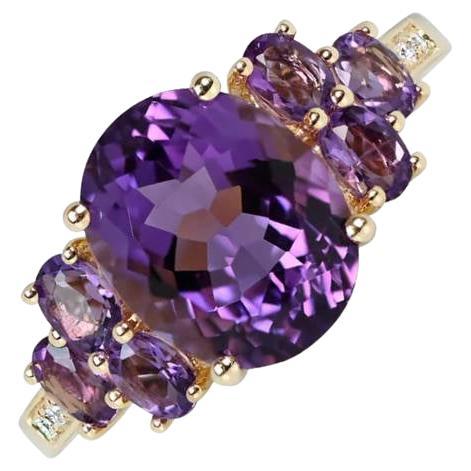 3.32ct Oval Cut Amethyst Cocktail Ring, 18k Yellow Gold  For Sale