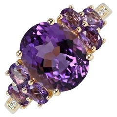 3.32ct Oval Cut Amethyst Cocktail Ring, 18k Yellow Gold 