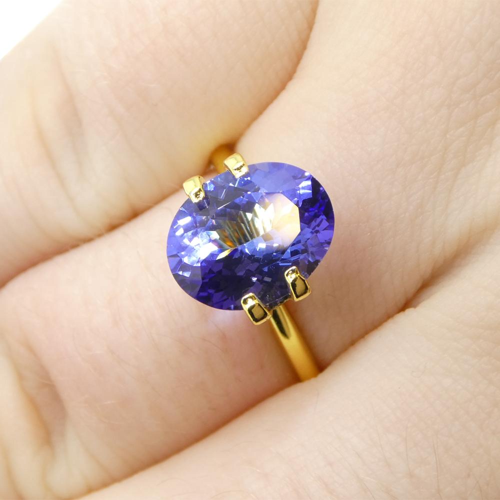 Description:

Gem Type: Tanzanite 
Number of Stones: 1
Weight: 3.32 cts
Measurements: 10.61 x 8.58 x 5.49 mm  mm
Shape: Oval
Cutting Style Crown: Brilliant Cut
Cutting Style Pavilion: Modified Brilliant Cut 
Transparency: Transparent
Clarity: Loupe