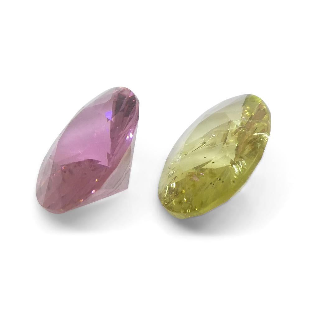 3.32ct Pair Oval Pink/Yellow Tourmaline from Brazil For Sale 4