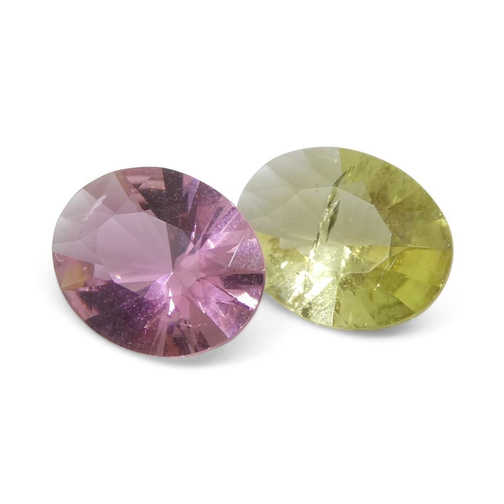 3.32ct Pair Oval Pink/Yellow Tourmaline from Brazil For Sale 5