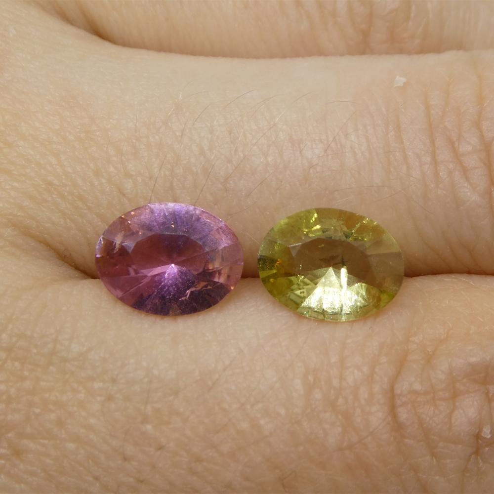 3.32ct Pair Oval Pink/Yellow Tourmaline from Brazil For Sale 6