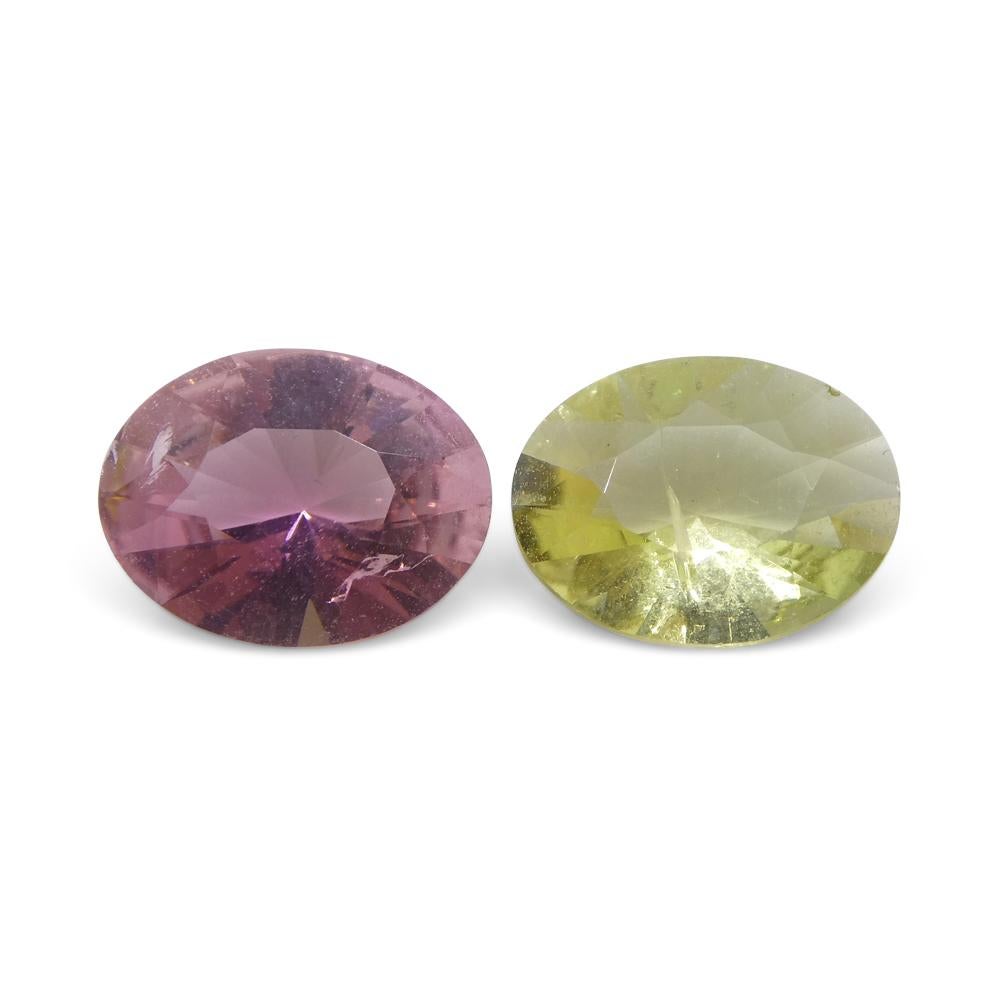 3.32ct Pair Oval Pink/Yellow Tourmaline from Brazil In New Condition For Sale In Toronto, Ontario