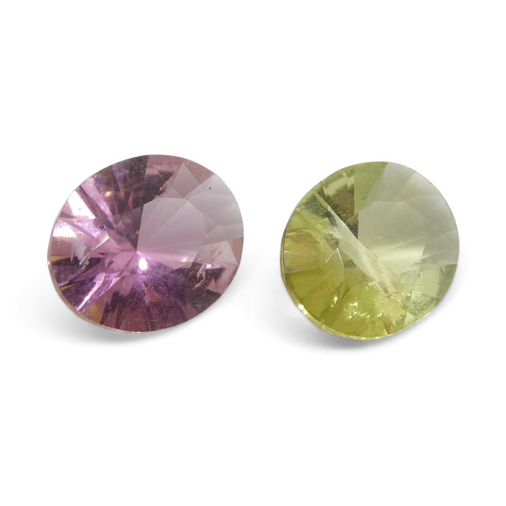 3.32ct Pair Oval Pink/Yellow Tourmaline from Brazil For Sale 1
