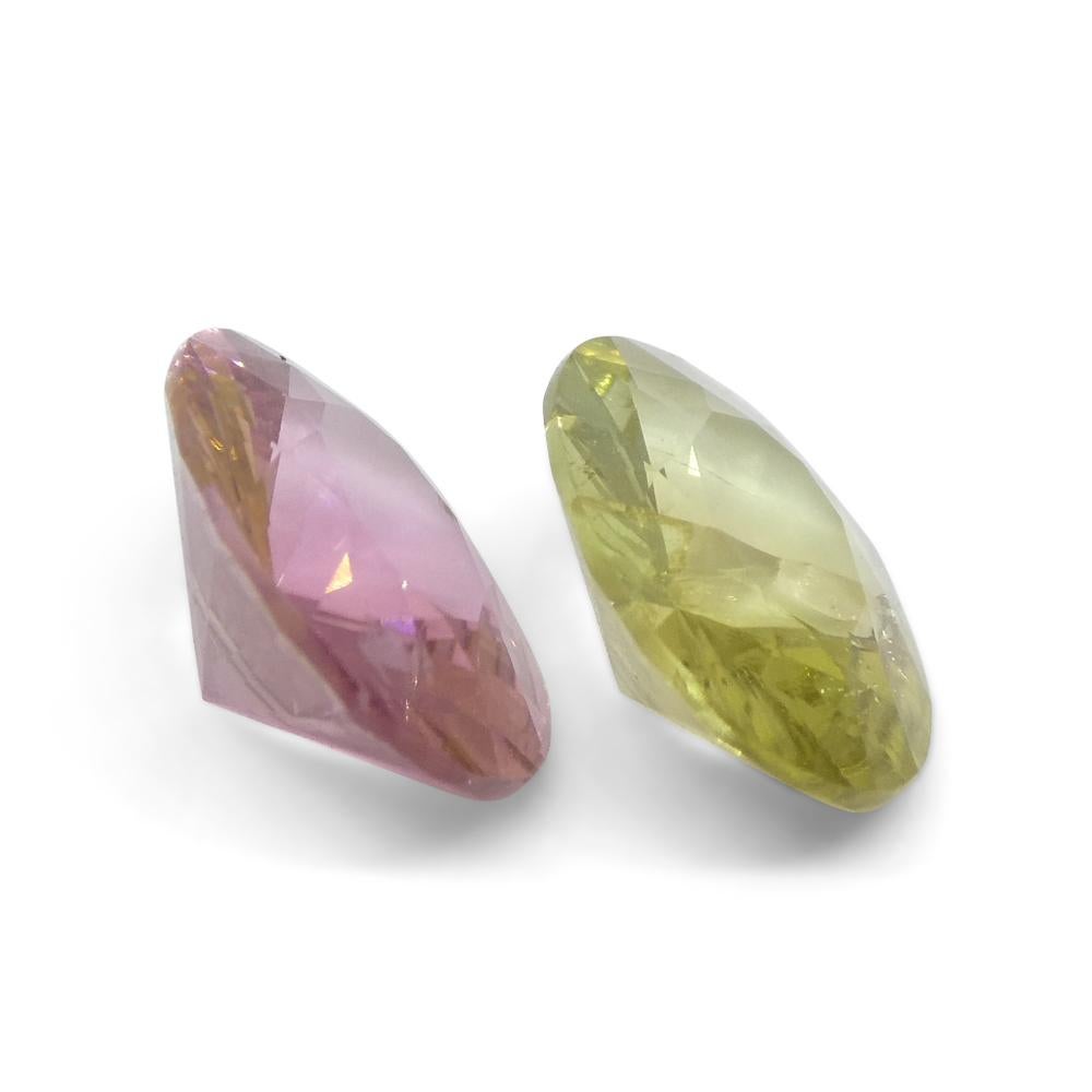 3.32ct Pair Oval Pink/Yellow Tourmaline from Brazil For Sale 2