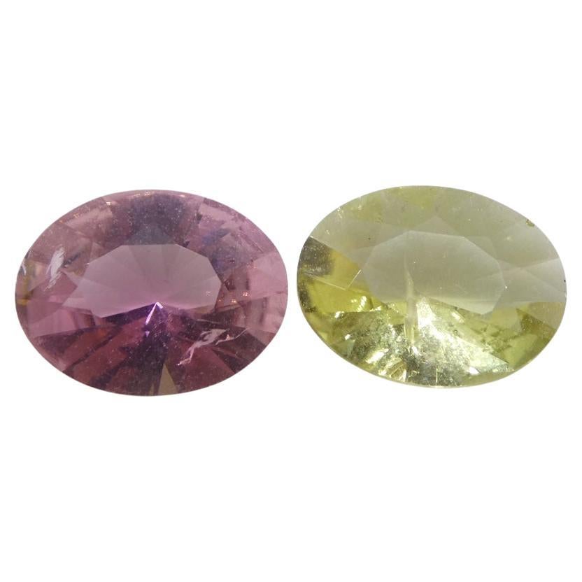 3.32ct Pair Oval Pink/Yellow Tourmaline from Brazil For Sale