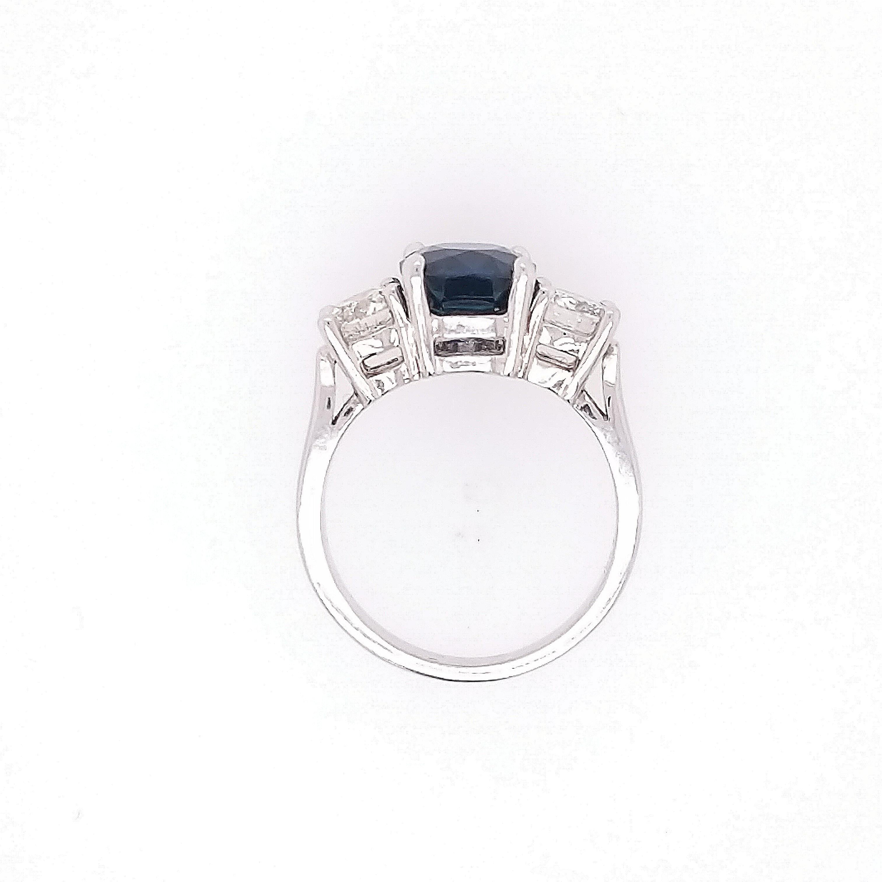 Women's 3.32 Carat Sapphire and Diamond 3-Stone Ring