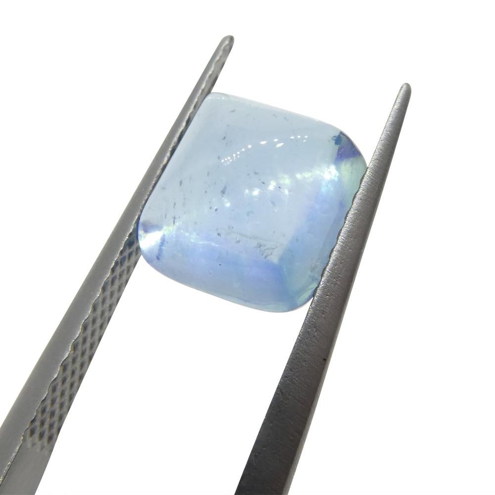 Women's or Men's 3.32ct Square Sugarloaf Cabochon Blue Aquamarine from Brazil For Sale