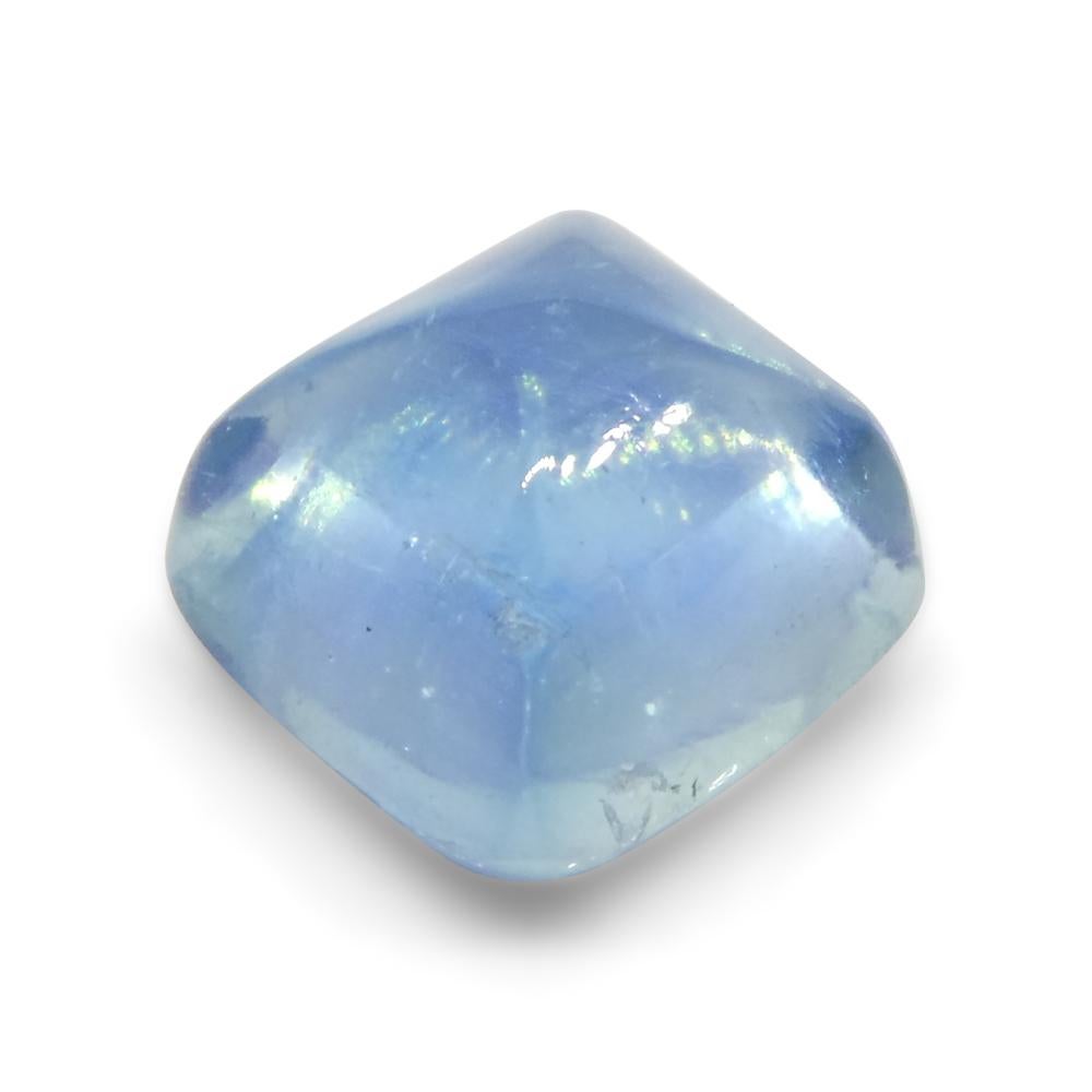 3.32ct Square Sugarloaf Cabochon Blue Aquamarine from Brazil For Sale 1