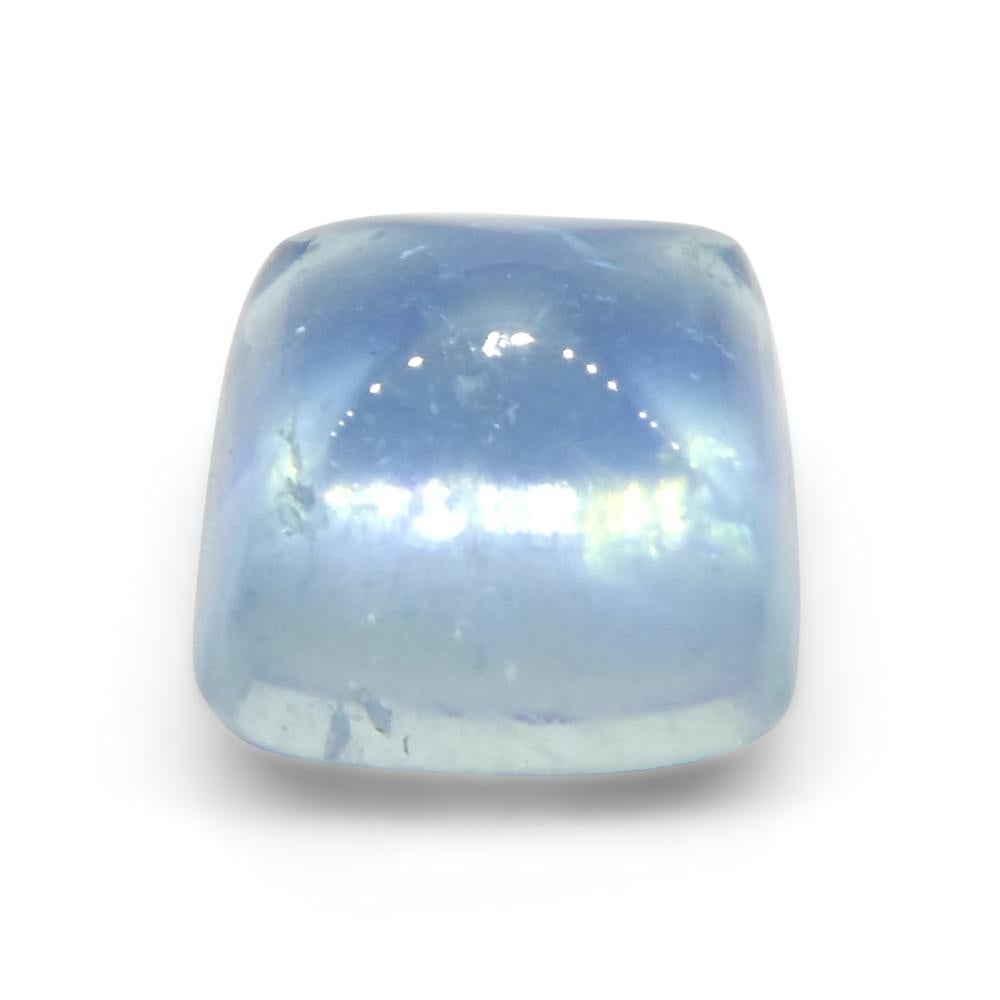 3.32ct Square Sugarloaf Cabochon Blue Aquamarine from Brazil For Sale 2