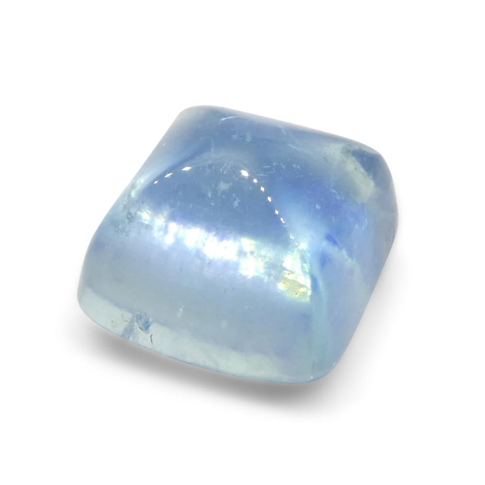 3.32ct Square Sugarloaf Cabochon Blue Aquamarine from Brazil For Sale 3