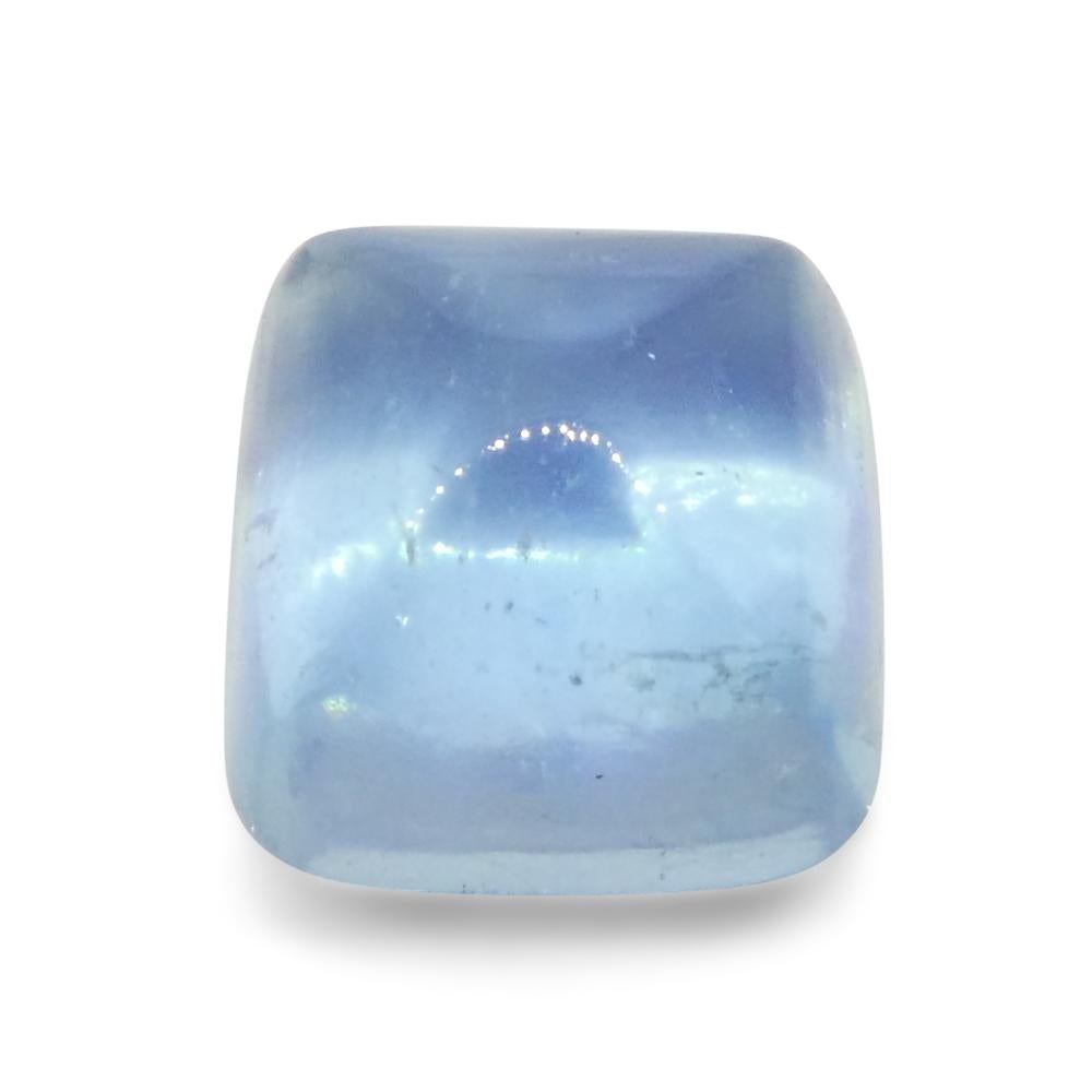 3.32ct Square Sugarloaf Cabochon Blue Aquamarine from Brazil For Sale 5