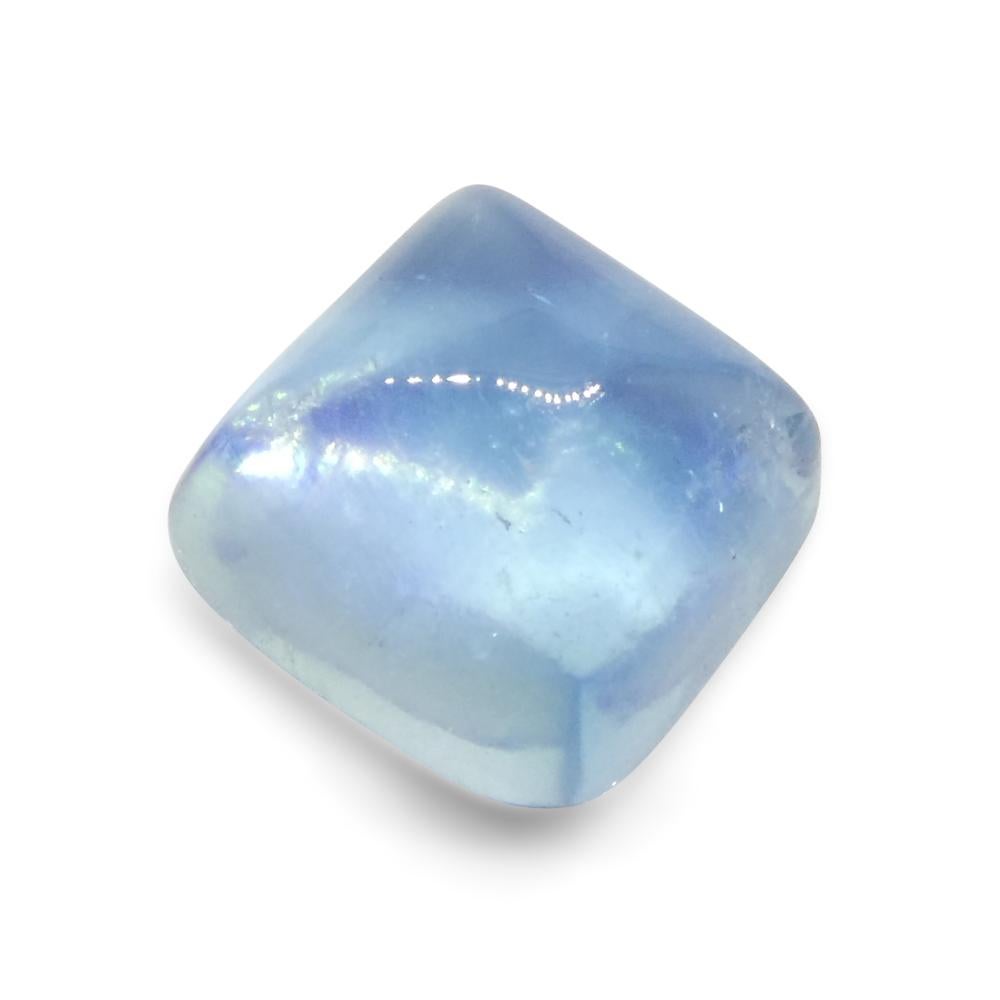 3.32ct Square Sugarloaf Cabochon Blue Aquamarine from Brazil For Sale 6