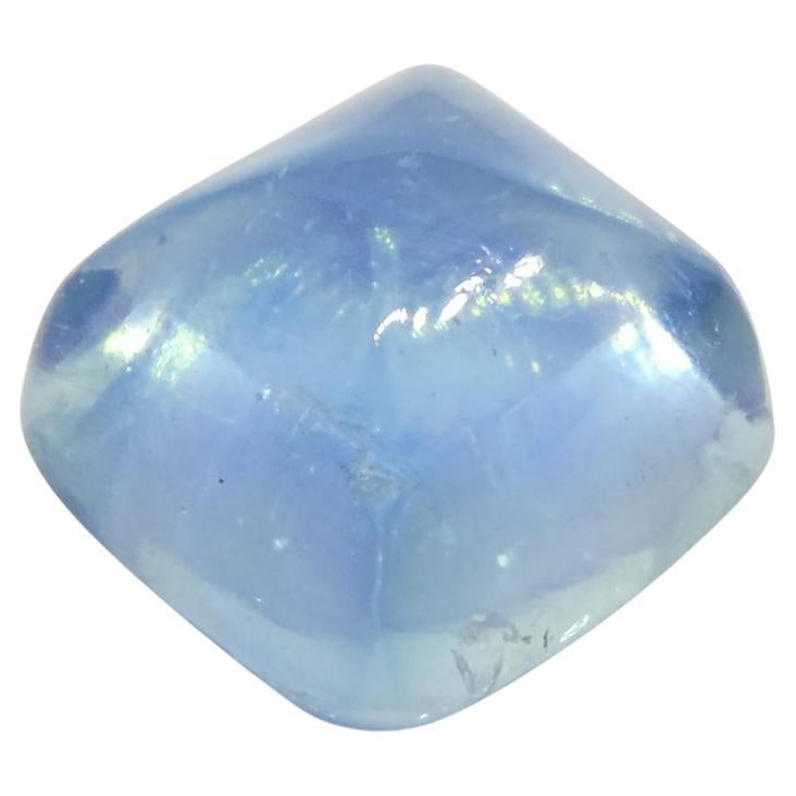 Description:

Gem Type: Aquamarine 
Number of Stones: 1
Weight: 3.32 cts
Measurements: 8.12 x 8.06 x 5.94 mm
Shape: Square Sugarloaf Cabochon
Cutting Style Crown: 
Cutting Style Pavilion:  
Transparency: Transparent
Clarity: Slightly Included: Some