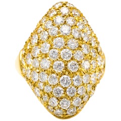 3.33 Carat 18 Karat Yellow Gold Diamond Shield Cocktail Ring