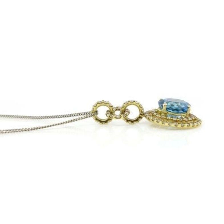 3.33 Carat Blue Topaz Pendant in 18k Yellow Gold In New Condition For Sale In Houston, TX