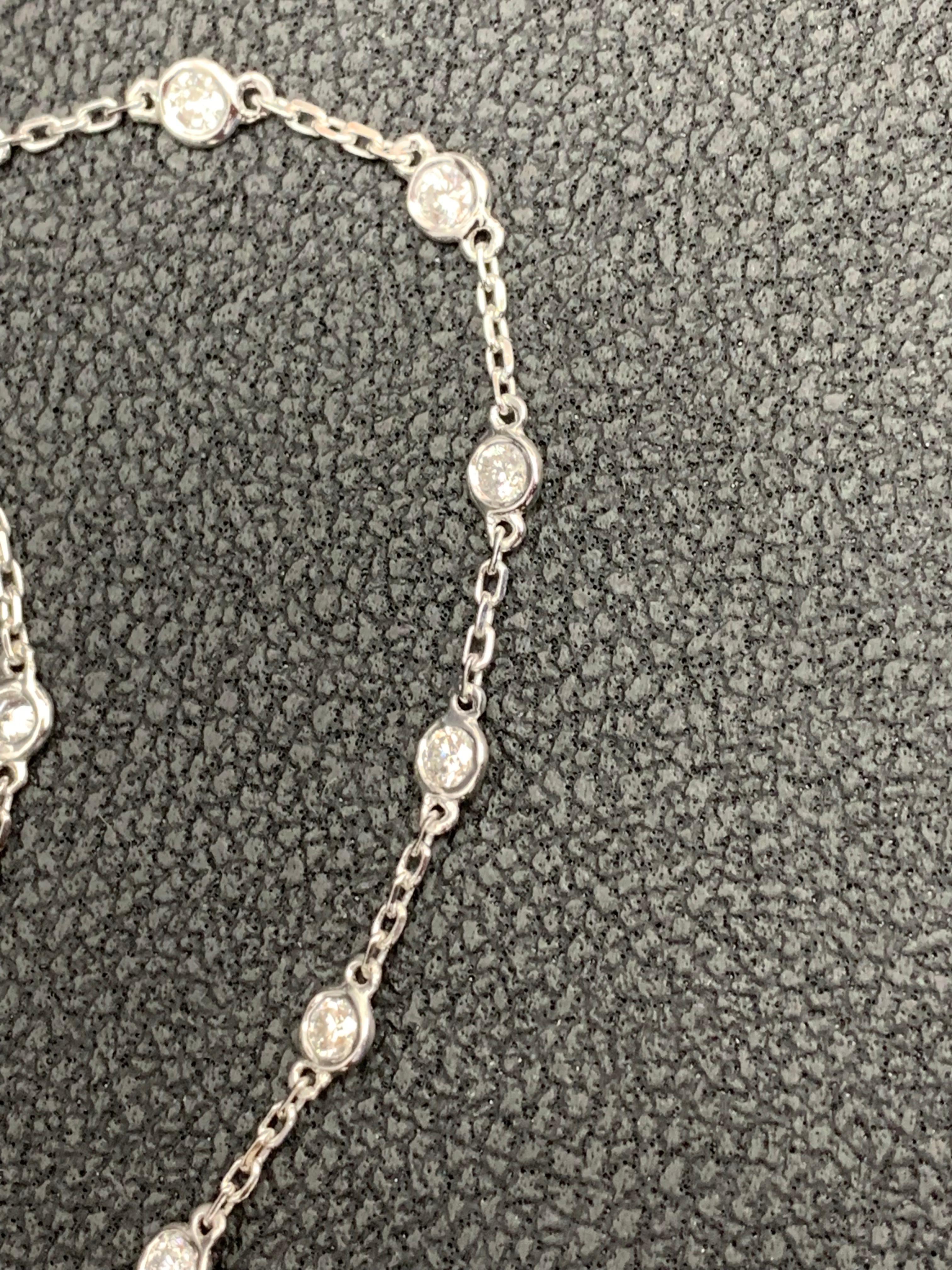 Modern 3.33 Carat Diamond by the Yard Chain Necklace in 14K White Gold For Sale