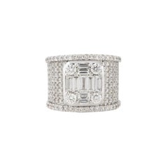 3.33 Carat Diamond Mosaic Pave Wide Band 18 Karat in Stock