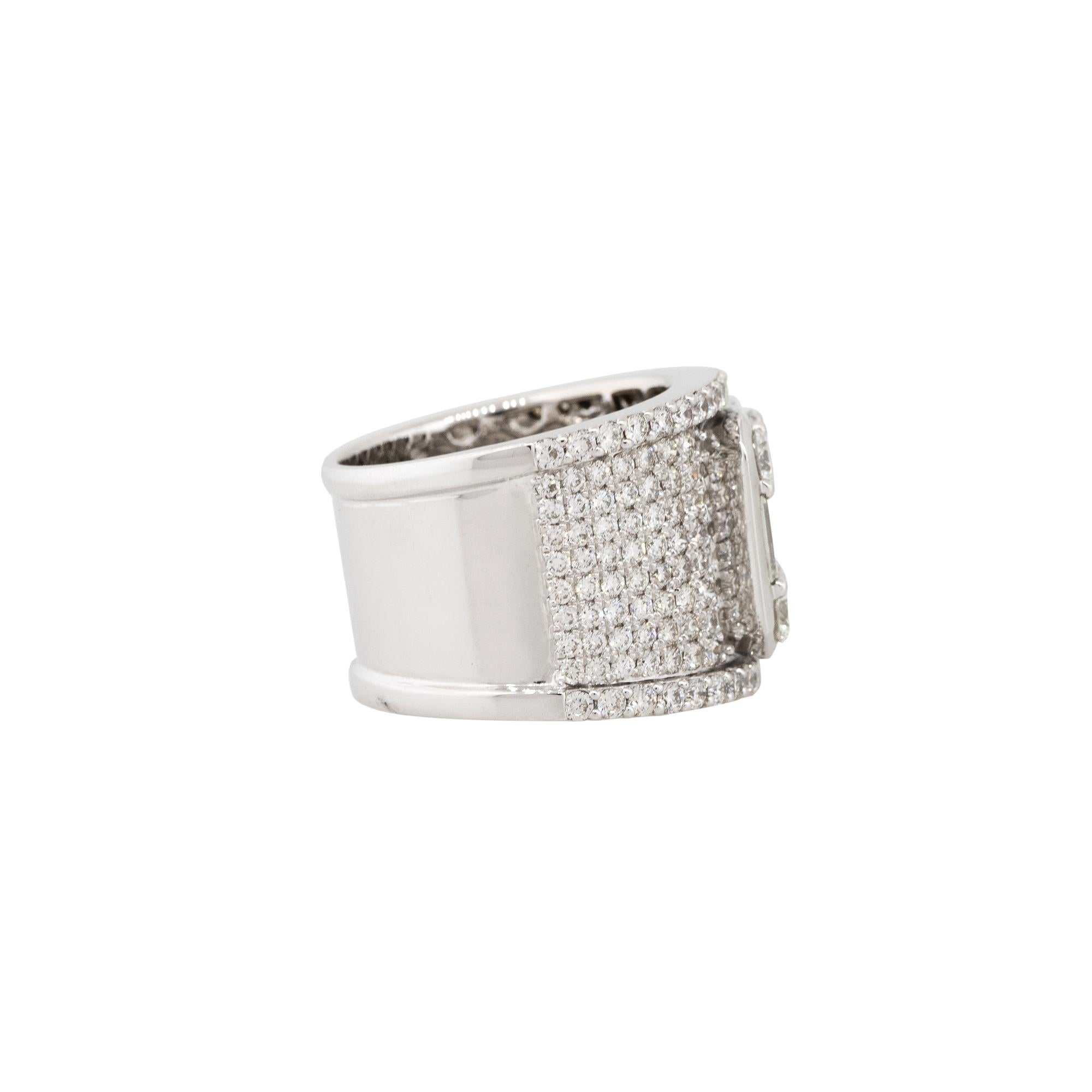 Women's 3.33 Carat Diamond Mosaic Pave Wide Band 18 Karat in Stock For Sale