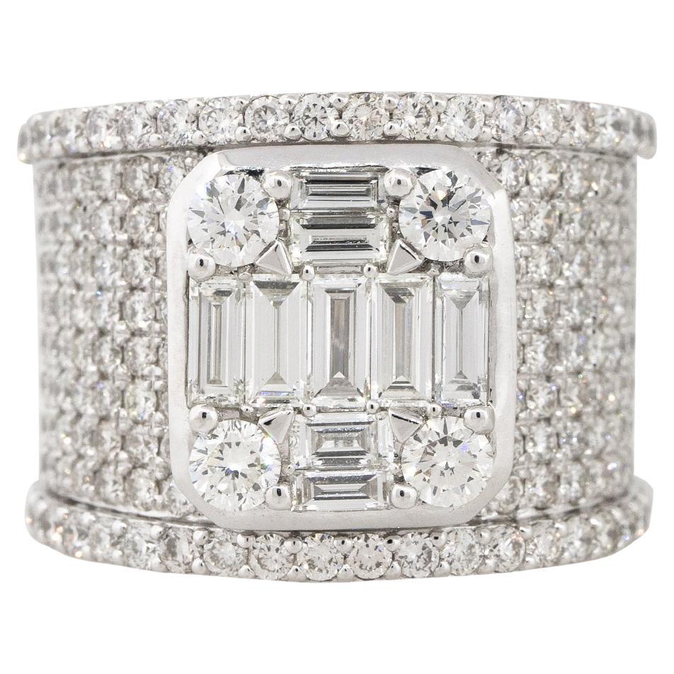 3.33 Carat Diamond Mosaic Pave Wide Band 18 Karat in Stock For Sale