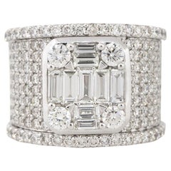 3.33 Quilates Diamante Mosaico Pave Banda Ancha 18 Quilates en Stock