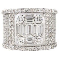 3.33 Carat Diamond Mosaic Pave Wide Band 18 Karat in Stock