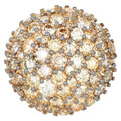 3.33 Carat Multi-Color and Yellow Diamond Dome Ring in 18 Karat Two-Tone Gold