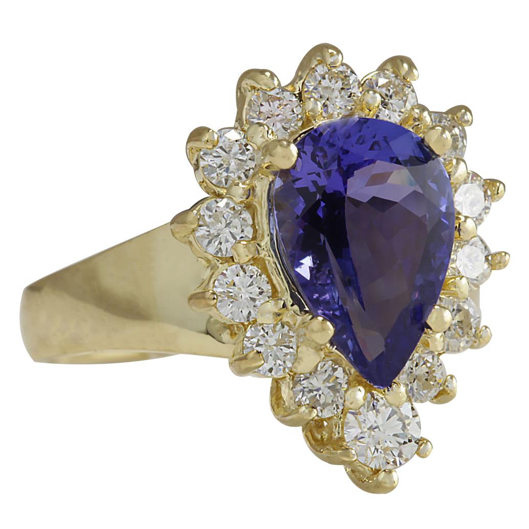 3.33 Carat Natural Tanzanite 14 Karat Yellow Gold Diamond Ring
Stamped: 14K Yellow Gold
Total Ring Weight: 8.0 Grams
Total Natural Tanzanite Weight is 2.53 Carat (Measures: 11.00x8.00 mm)
Color: Blue
Total Natural Diamond Weight is 0.80 Carat
Color: