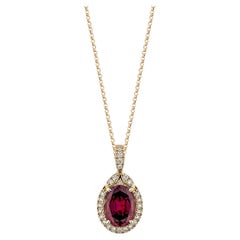 3.33 Carat Rhodolite Pendant in 18Karat Rose Gold with White Diamond.