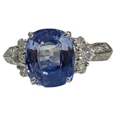 3.33 Carat Sri Lankan Blue Sapphire Diamond Cocktail Ring