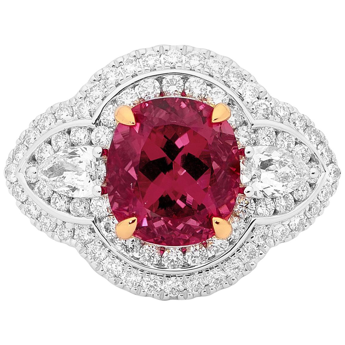 3.33 Carat Tourmaline and Diamond Cocktail Ring For Sale