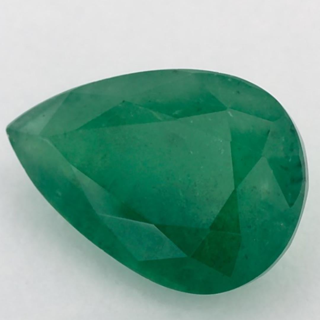 Pear Cut 3.33 Ct Emerald Pear Loose Gemstone For Sale