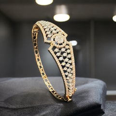 3.33 Cts F/VS1 Round Brilliant Cut Natural Diamonds Hinged Bracelet In 14K Gold