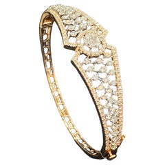 3.33 Cts F/VS1 Round Brilliant Cut Natural Diamonds Hinged Bracelet In 14K Gold