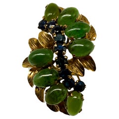 333 Gelbgoldring mit Jade und Saphir