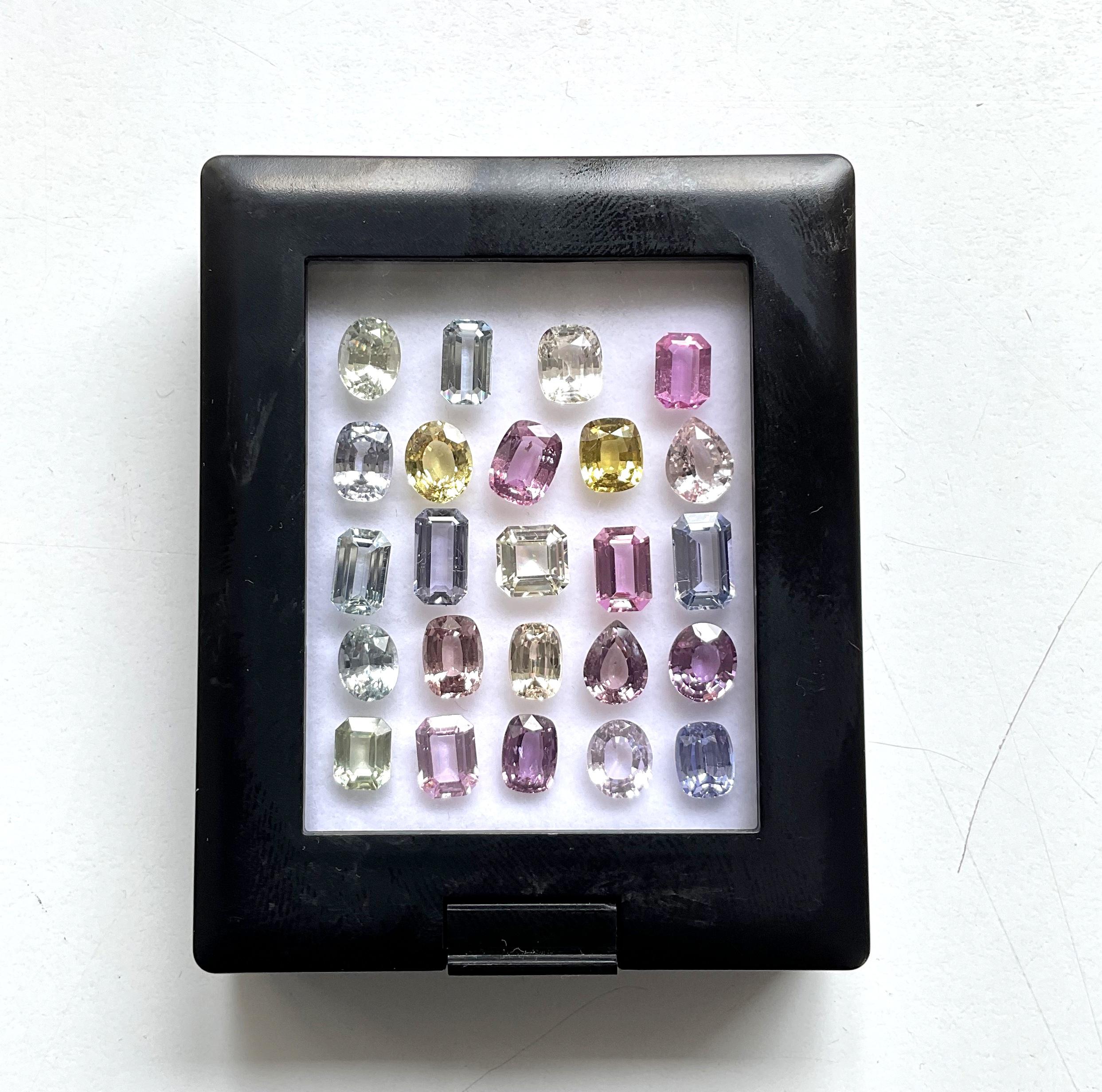 33.31 carats no-heat multi sapphire top quality 24 pieces cut stone natural gem

Gemstone - Sapphire
Weight - 33.31 carats
Quantity - 24 Pieces
Size - 7x5 to 5x8 mm
Shape - Mix cut stone