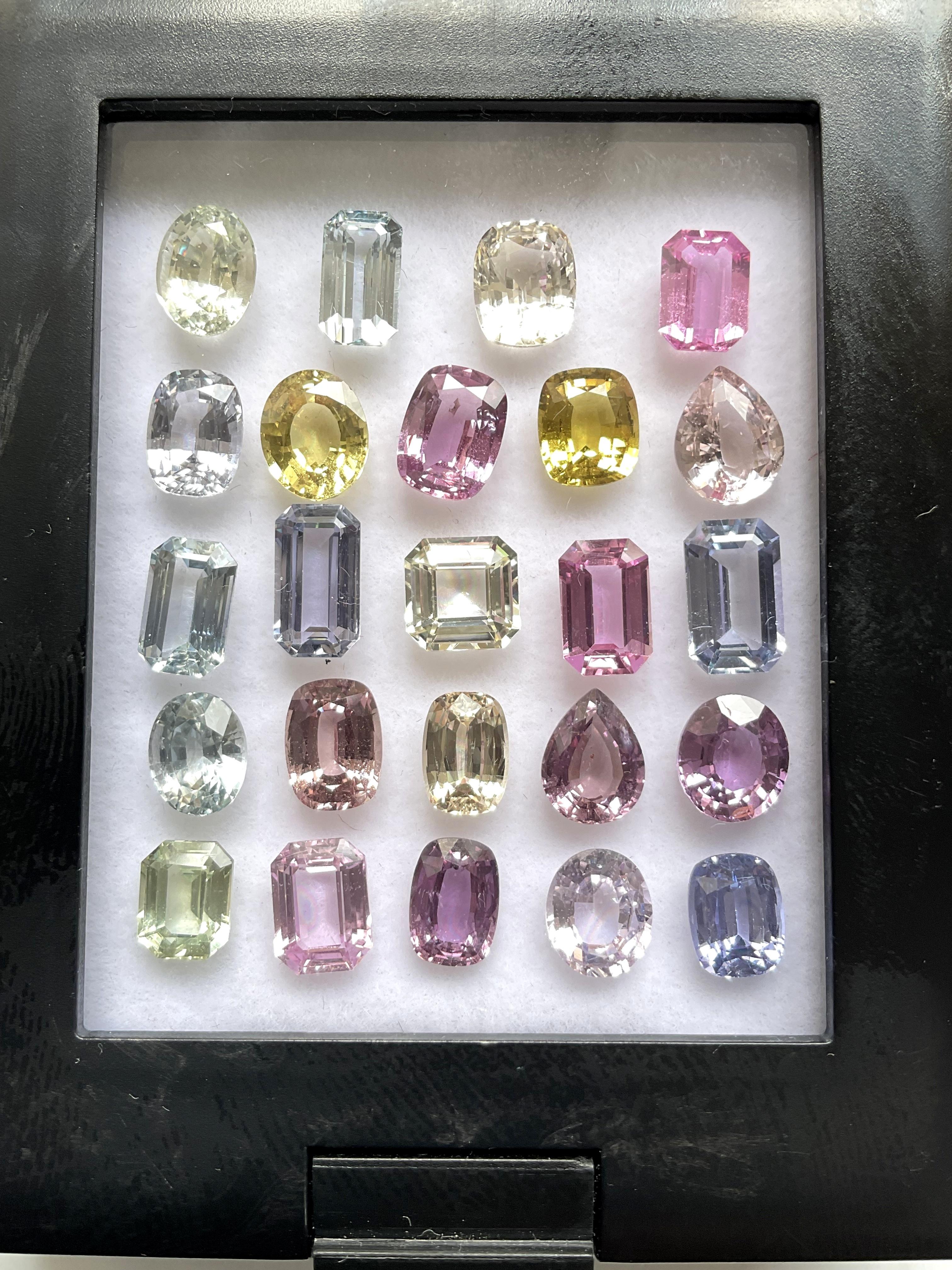 33.31 carats no-heat multi sapphire top quality 24 pieces cut stone natural gem For Sale 1