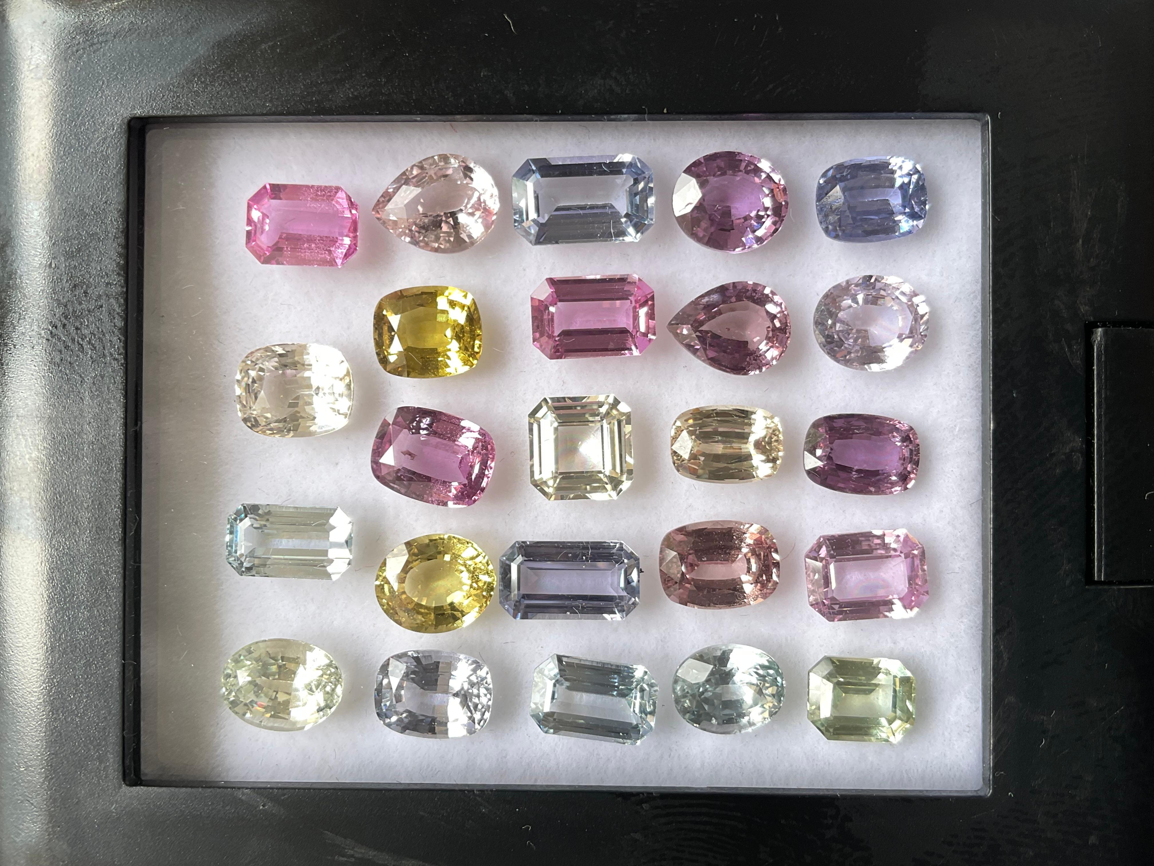 33.31 carats no-heat multi sapphire top quality 24 pieces cut stone natural gem For Sale 2