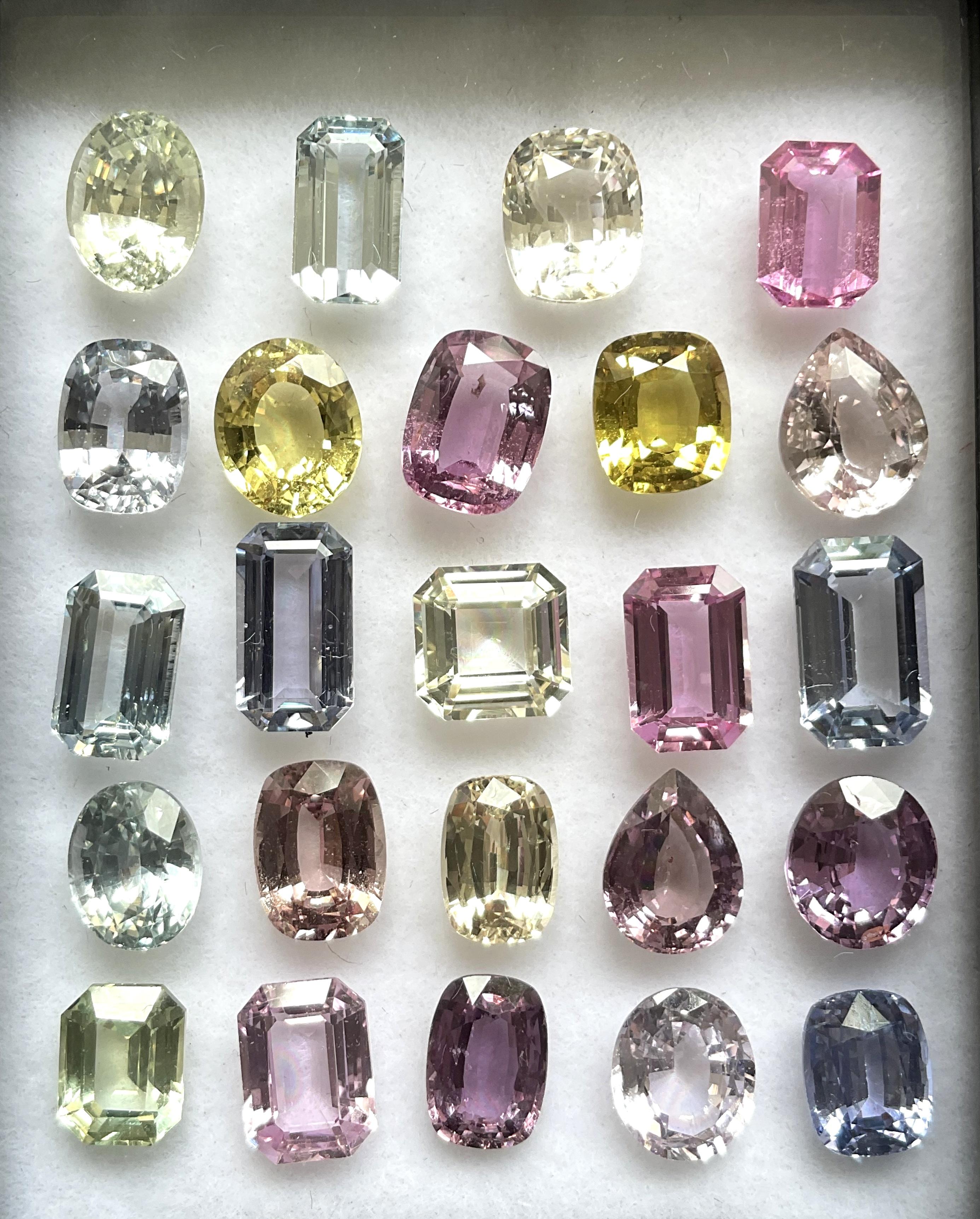 33.31 carats no-heat multi sapphire top quality 24 pieces cut stone natural gem For Sale 3