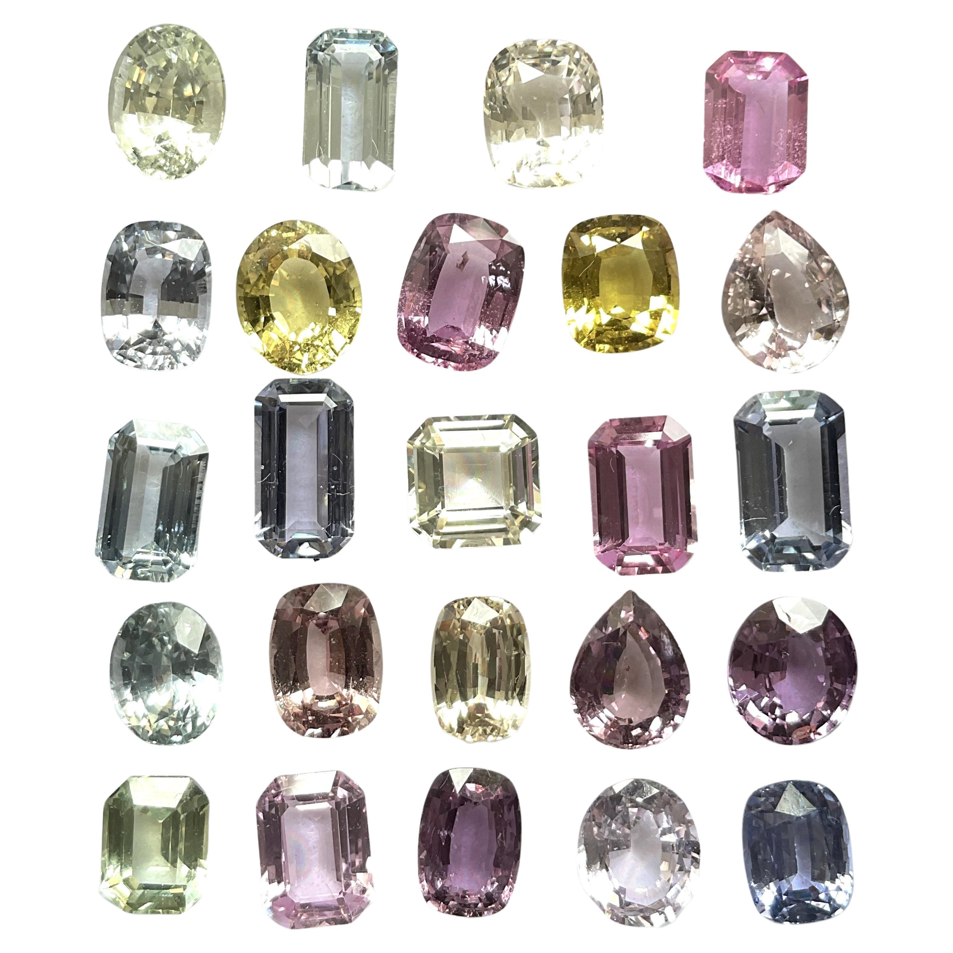 33.31 carats no-heat multi sapphire top quality 24 pieces cut stone natural gem For Sale