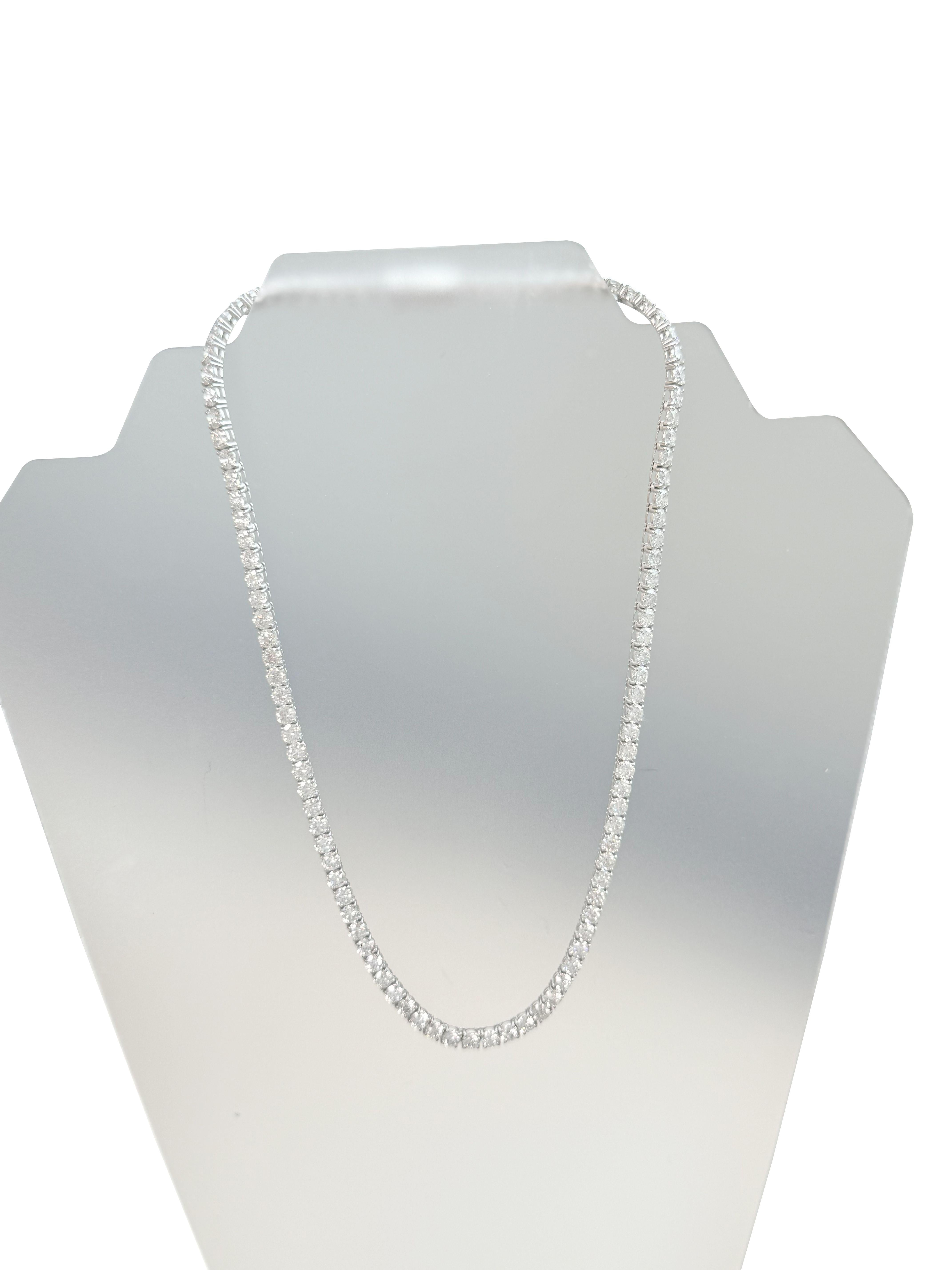 Collana Tennis con diamanti rotondi naturali da 33,35 carati in oro bianco 18K SI1-VS2 in vendita 4