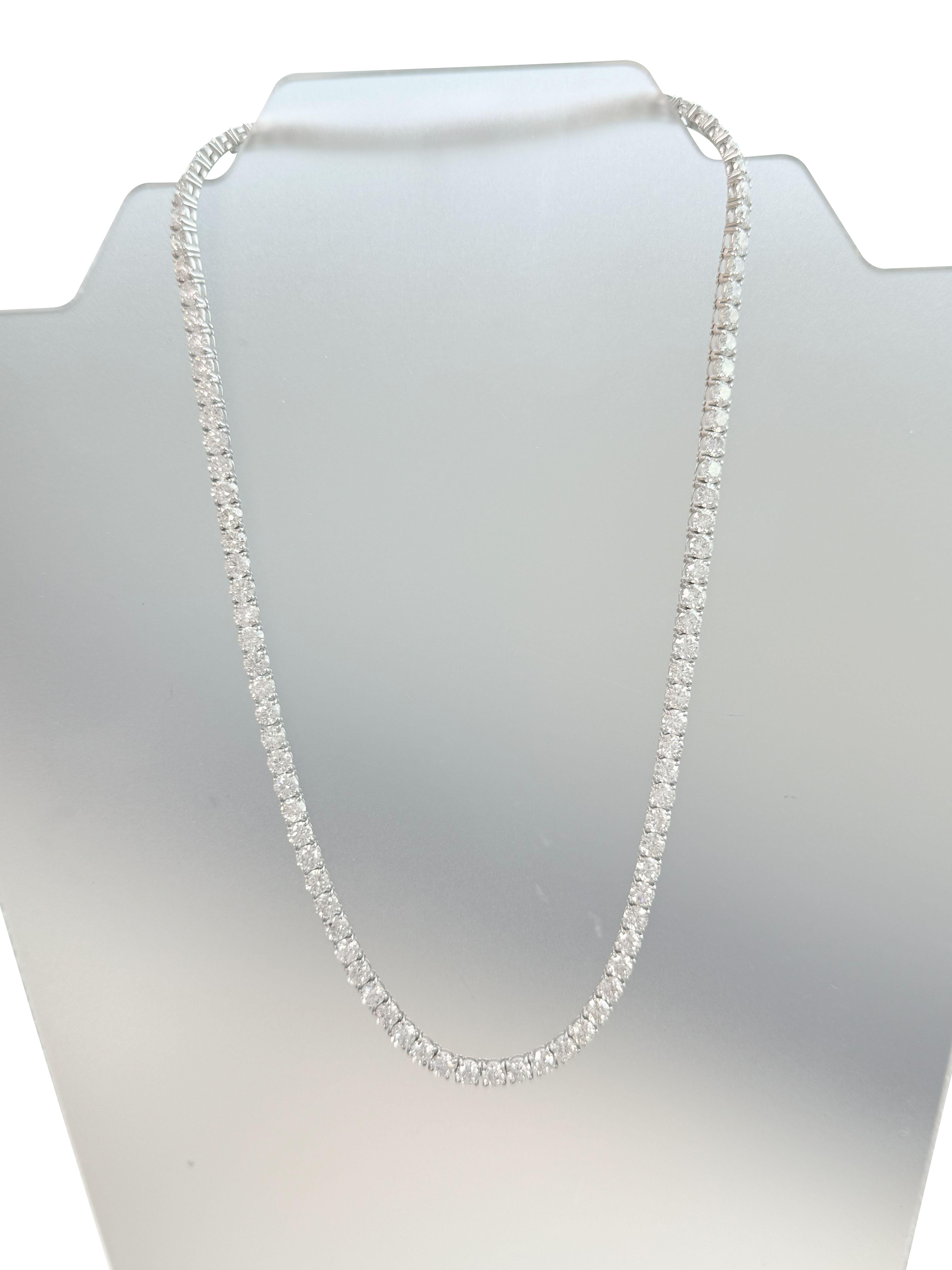 Collana Tennis con diamanti rotondi naturali da 33,35 carati in oro bianco 18K SI1-VS2 in vendita 5