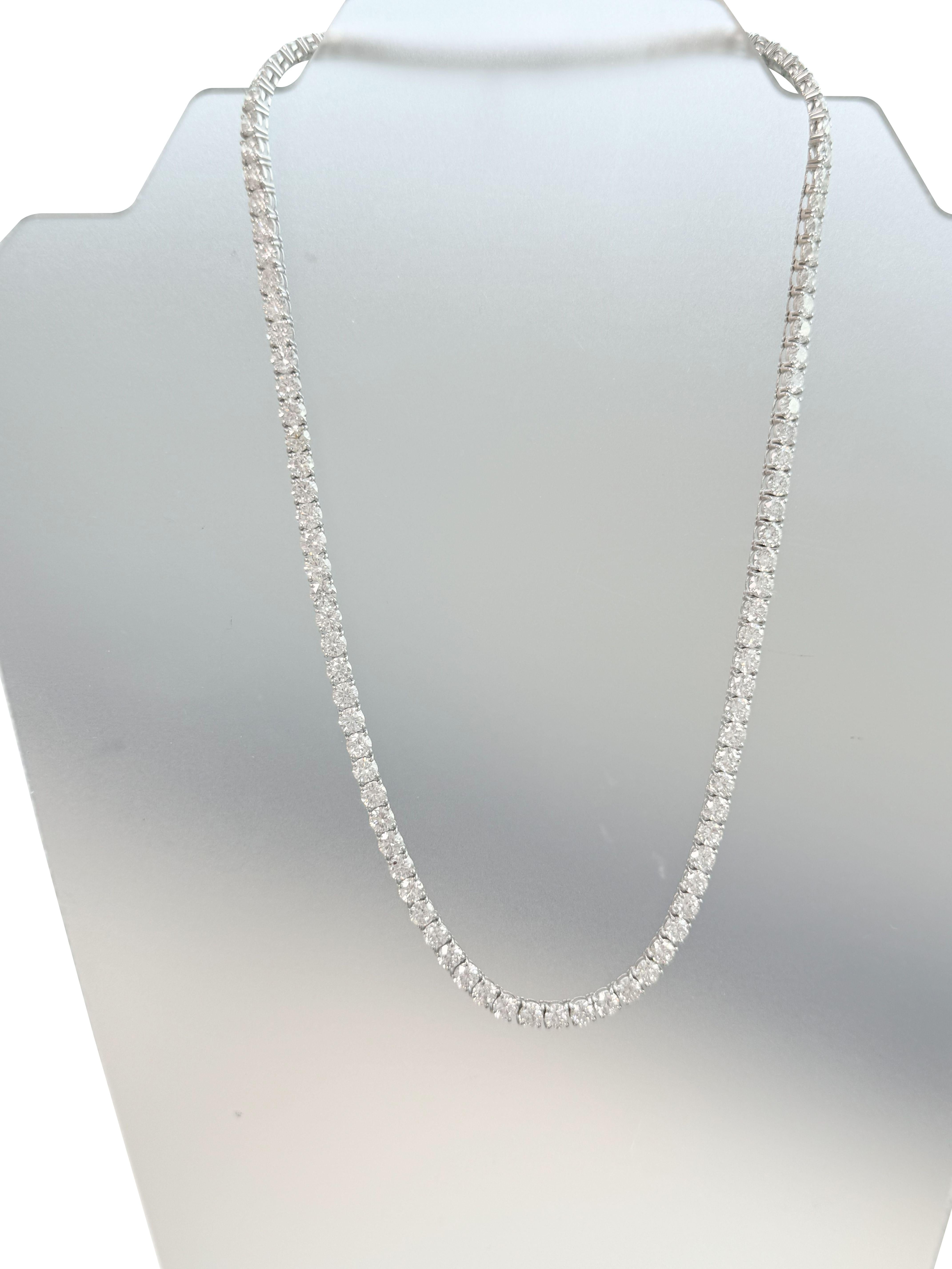 Collana Tennis con diamanti rotondi naturali da 33,35 carati in oro bianco 18K SI1-VS2 in vendita 8