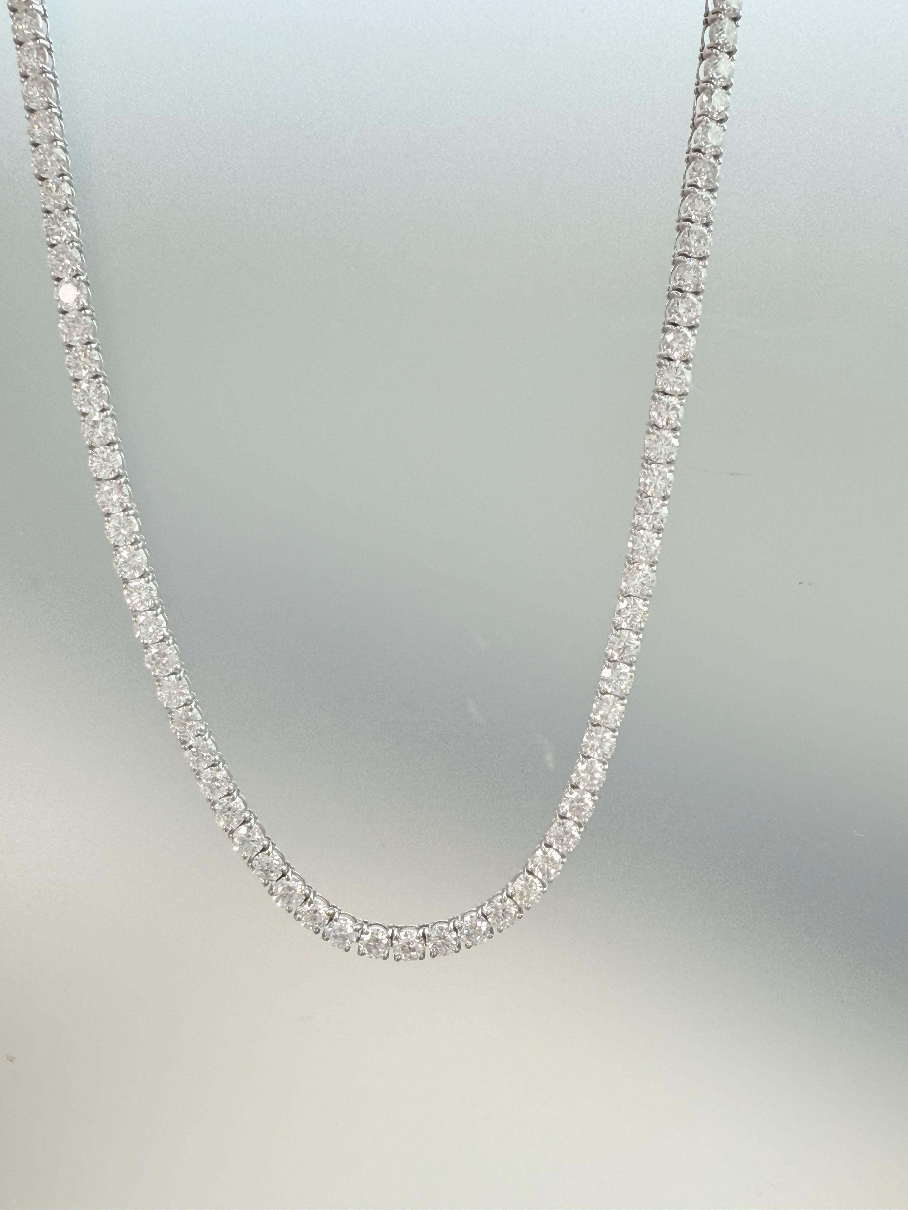 Collana Tennis con diamanti rotondi naturali da 33,35 carati in oro bianco 18K SI1-VS2 in vendita 10