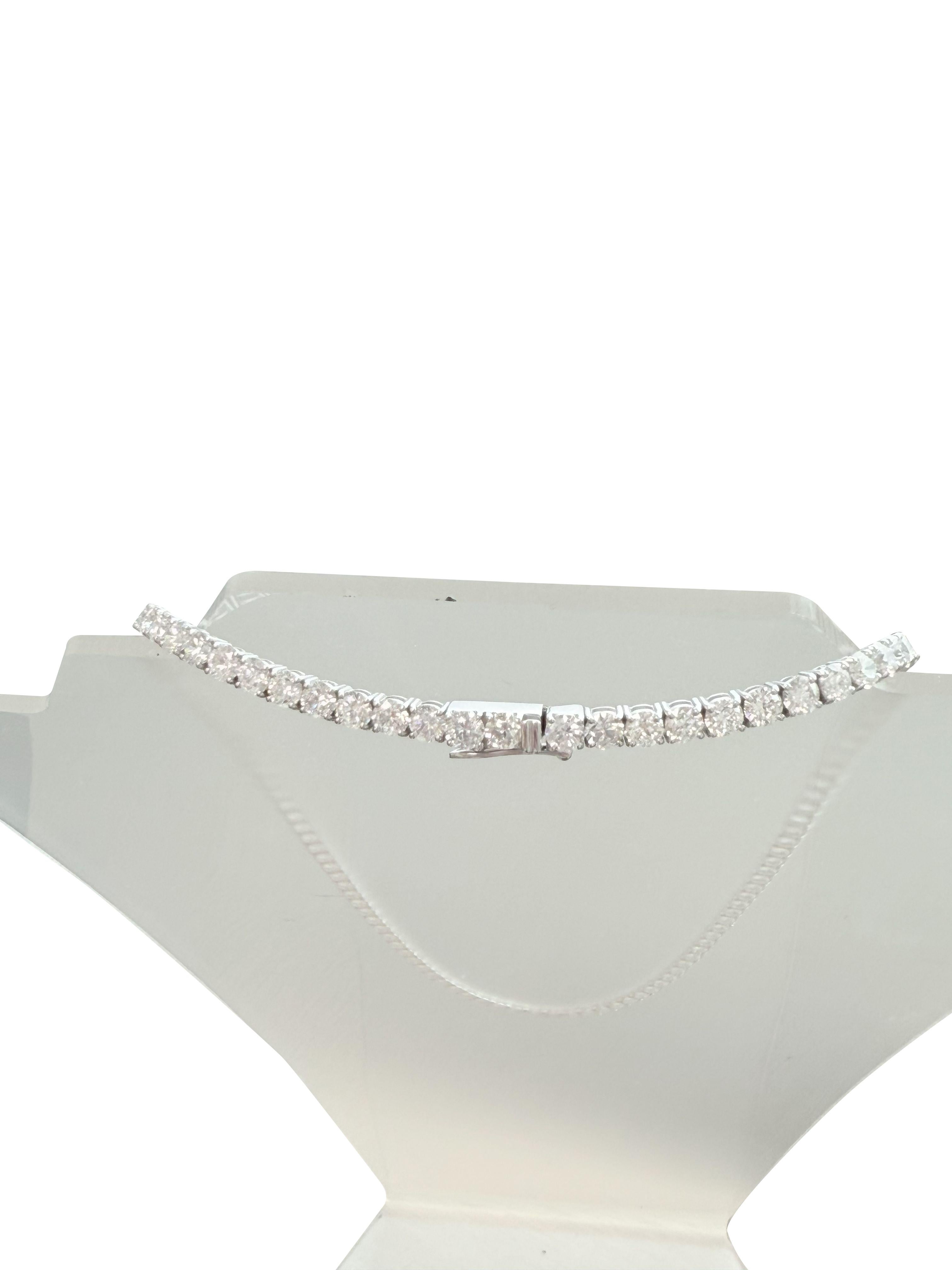 Collana Tennis con diamanti rotondi naturali da 33,35 carati in oro bianco 18K SI1-VS2 in vendita 12
