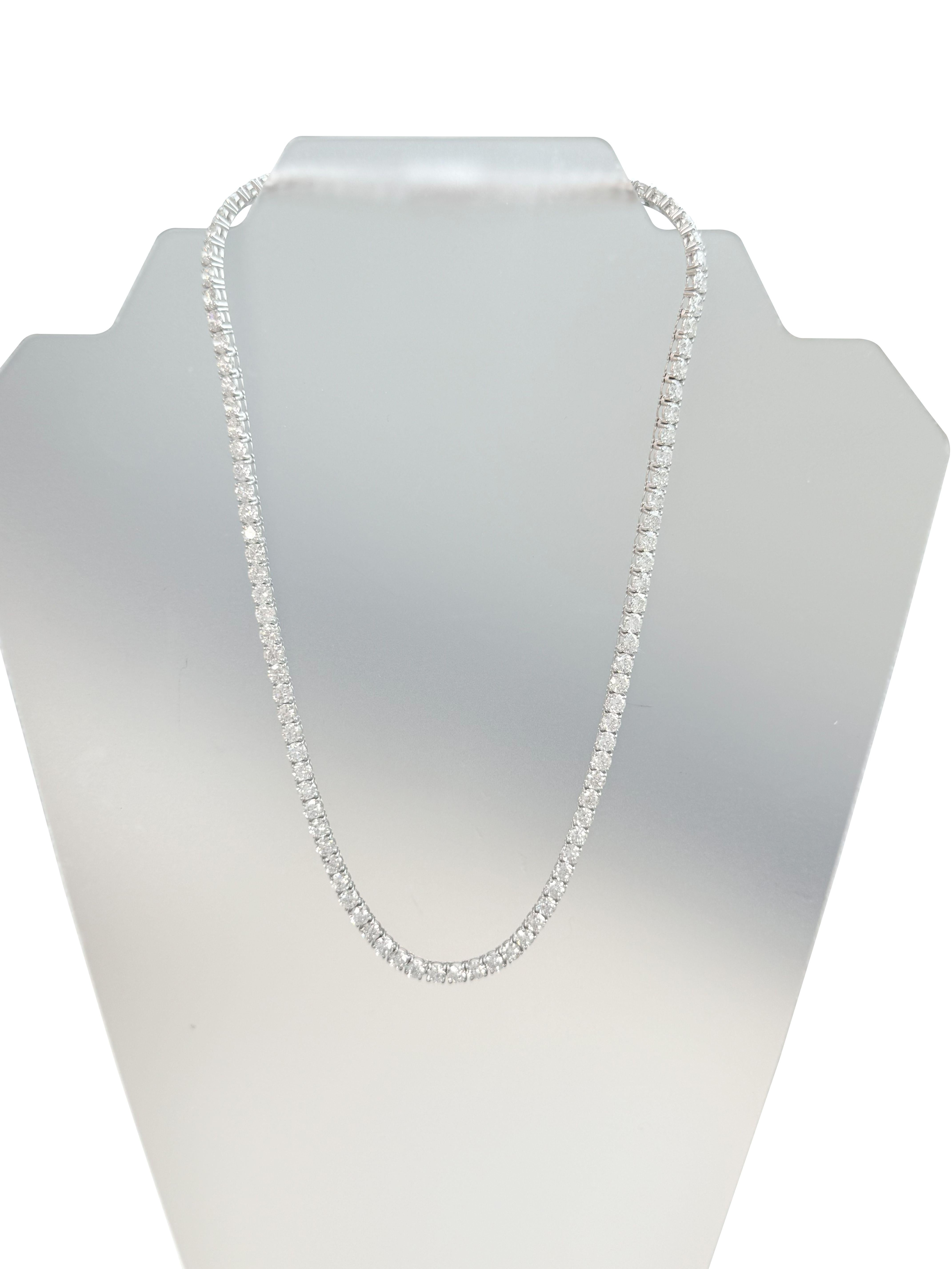 Collana Tennis con diamanti rotondi naturali da 33,35 carati in oro bianco 18K SI1-VS2 in vendita 2