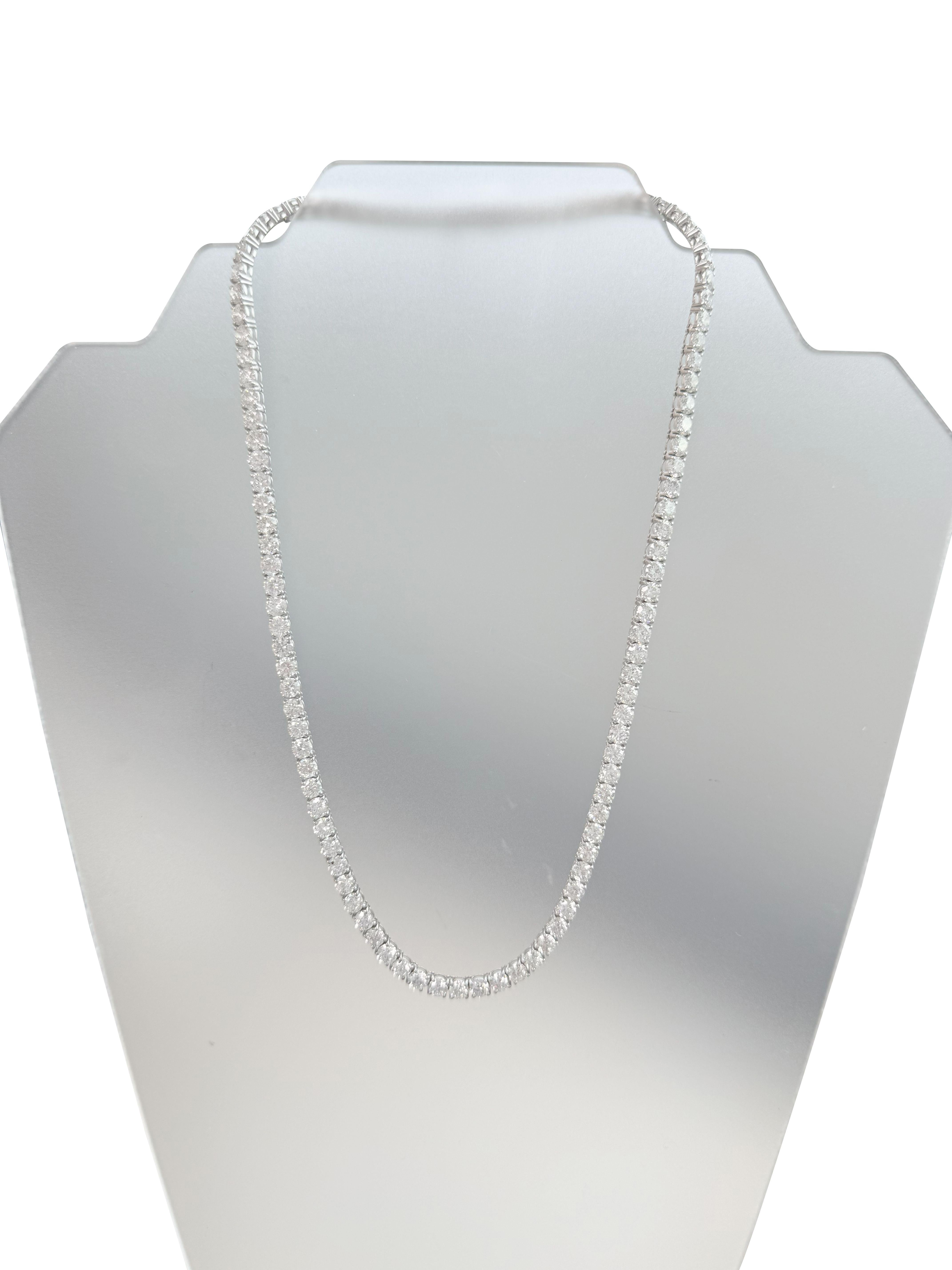 Collana Tennis con diamanti rotondi naturali da 33,35 carati in oro bianco 18K SI1-VS2 in vendita 3