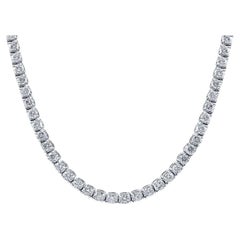 Collana Tennis con diamanti rotondi naturali da 33,35 carati in oro bianco 18K SI1-VS2