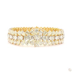 33.36 Carat Pear Shape Diamond Gold Bracelet